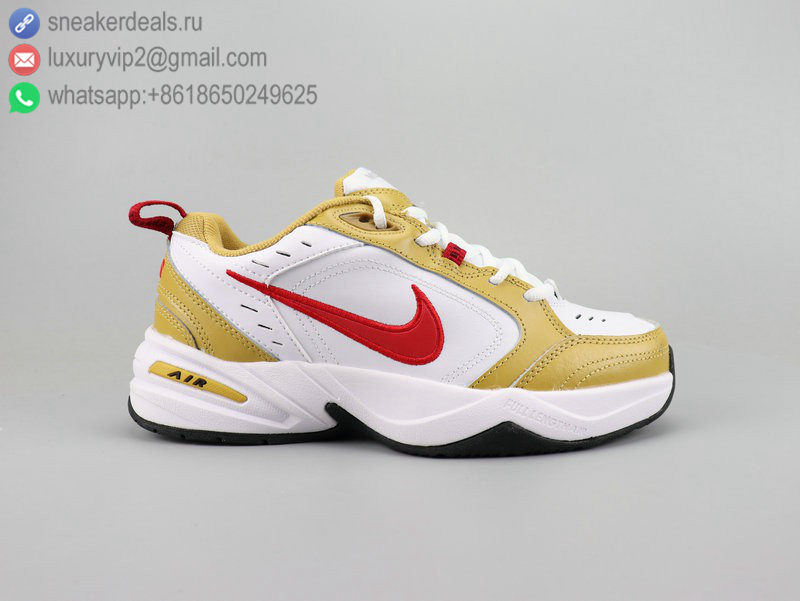 NIKE AIR MONARCH IV WHITE YELLOW LEATHER UNISEX RUNNING SHOES